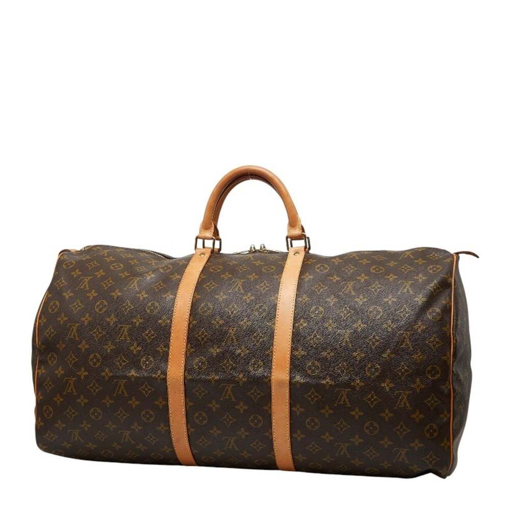 LOUIS VUITTON Authentic Brown Monogram Leather Keepall 60 Boston Bag - Picture 2 of 12